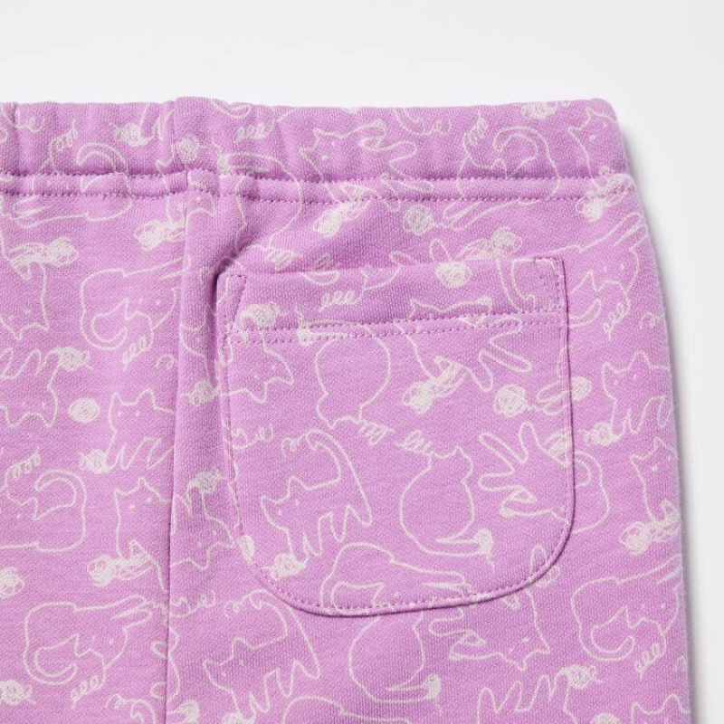 Uniqlo Fleece Cat Print Baby Leggings Pink | MRUEPB634