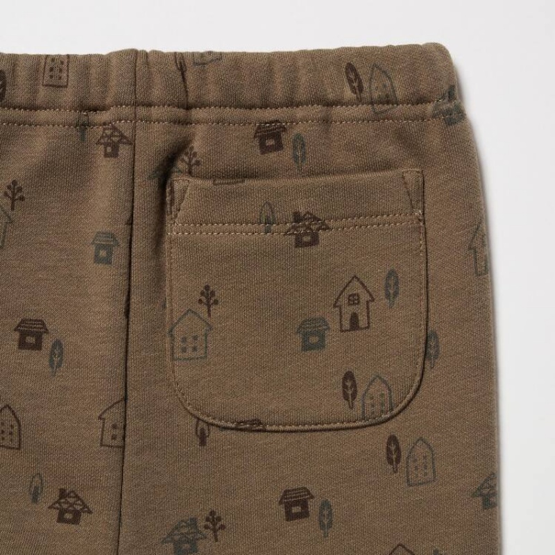 Uniqlo Fleece House Print Baby Leggings Brown | DPOGKE425