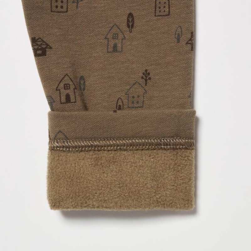 Uniqlo Fleece House Print Baby Leggings Brown | DPOGKE425