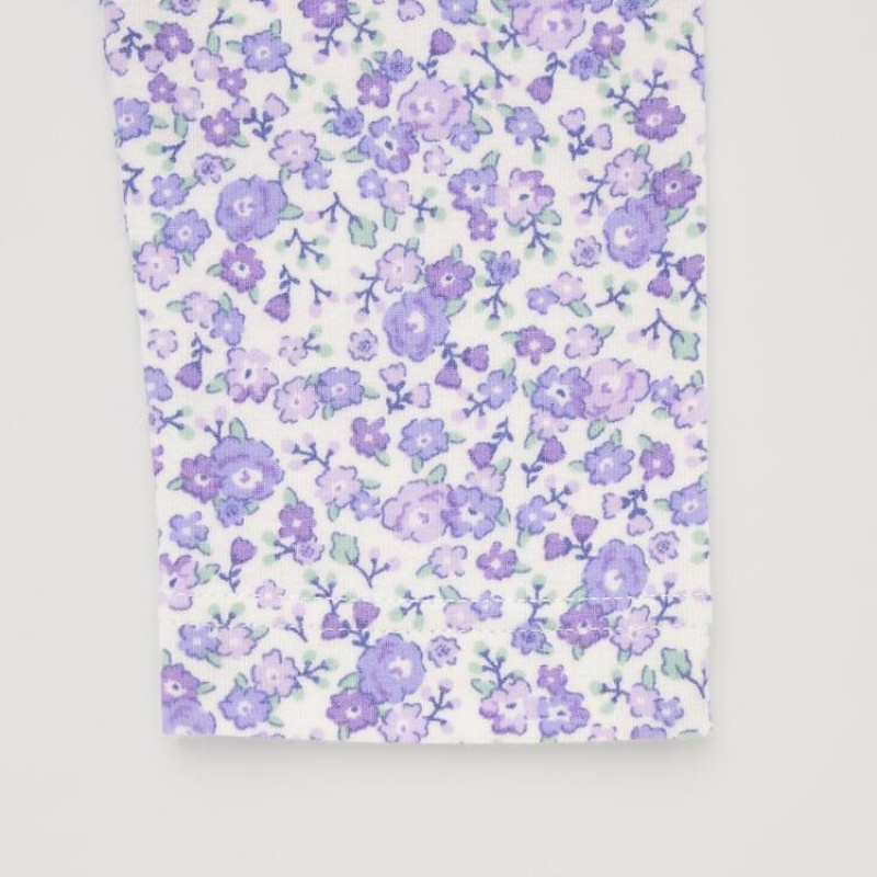 Uniqlo Flower Print Baby Leggings Purple | UMPXFQ047