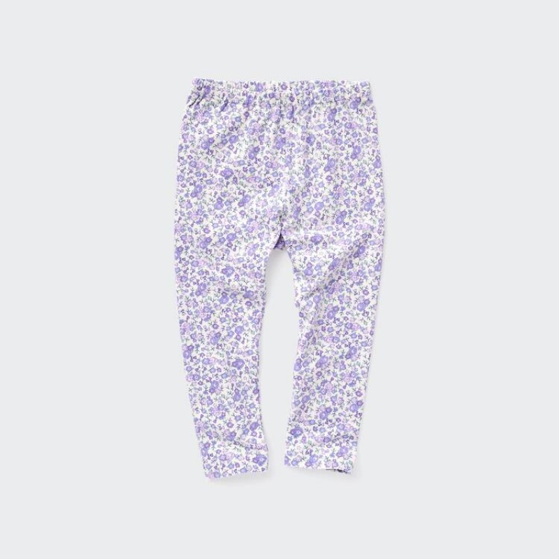 Uniqlo Flower Print Baby Leggings Purple | UMPXFQ047