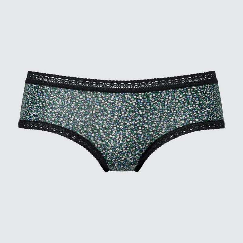 Uniqlo Flower Print Hiphugger Women\'s Underwear Black | QMIUON489