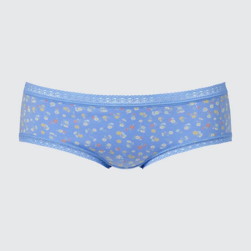 Uniqlo Flower Print Hiphugger Women's Underwear Blue | FKRZHM107