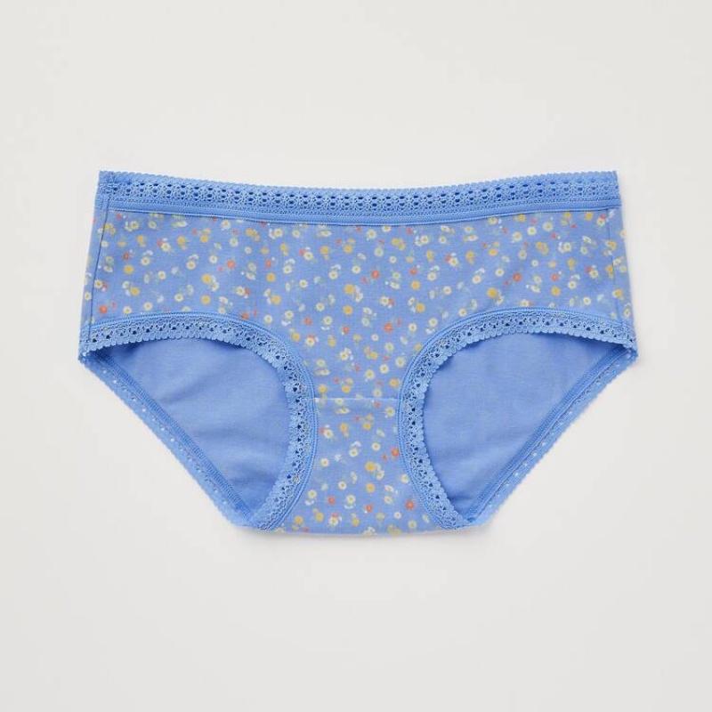 Uniqlo Flower Print Hiphugger Women's Underwear Blue | FKRZHM107