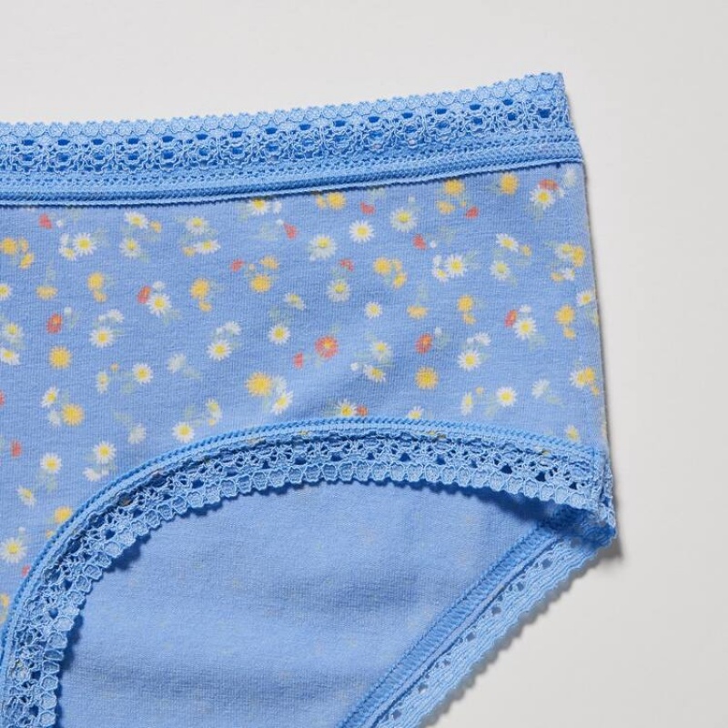 Uniqlo Flower Print Hiphugger Women's Underwear Blue | FKRZHM107