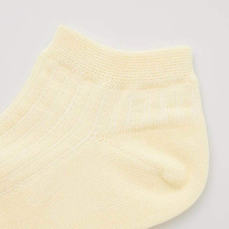 Uniqlo Flower Print Short (Three Pairs) Kids' Socks Cream / Yellow / Blue | YVWHPA027