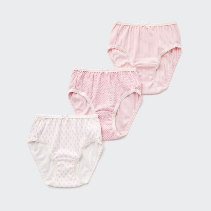 Uniqlo Flower Print (Three Pairs) Kids\' Underwear Pink | ELYOBC034