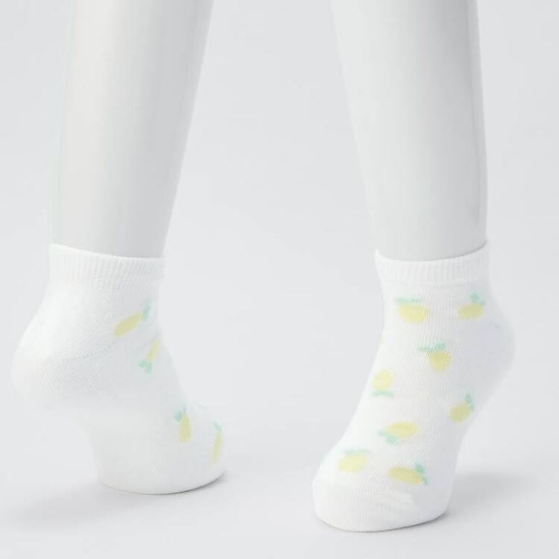 Uniqlo Fruit Print Short (Three Pairs) Kids' Socks White / Blue / Green | ILMHED873