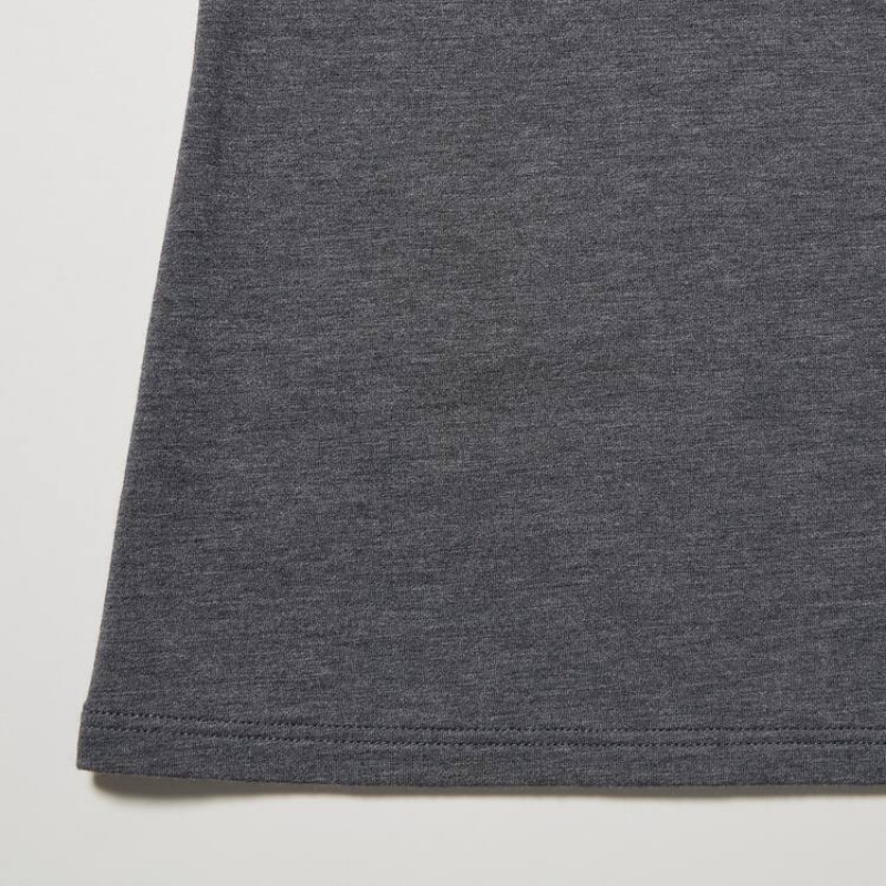 Uniqlo Heattech Extra Warm Cotton Scoop Neck Long Sleeved Thermal Women's Tops Dark Grey | AEQWXZ618