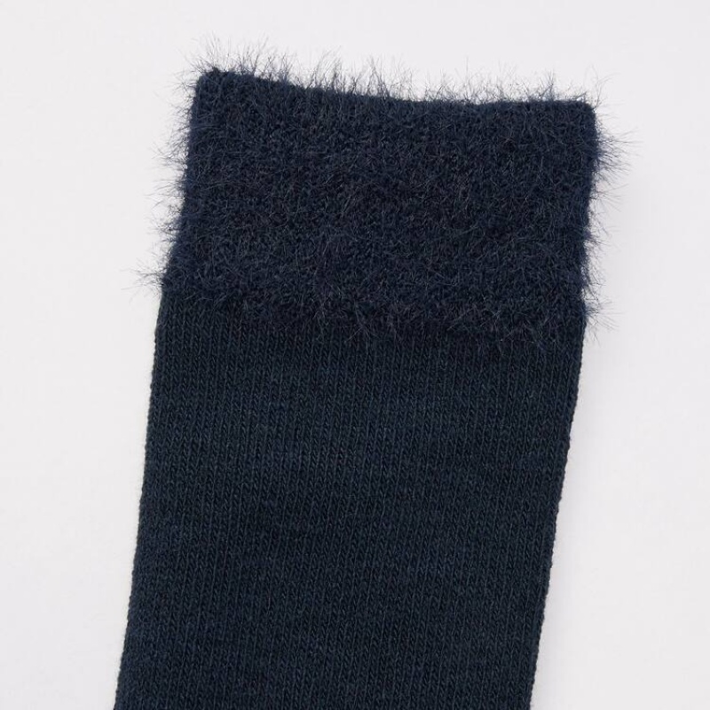 Uniqlo Heattech Knee High Fluffy (Two Pairs) Kids' Socks Black | LVIRDO715