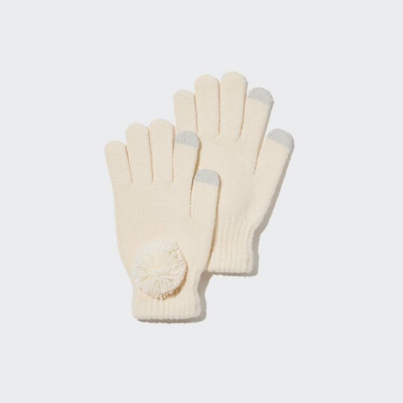 Uniqlo Heattech Knitted Gloves Kids\' Gloves White | EVSWLB049