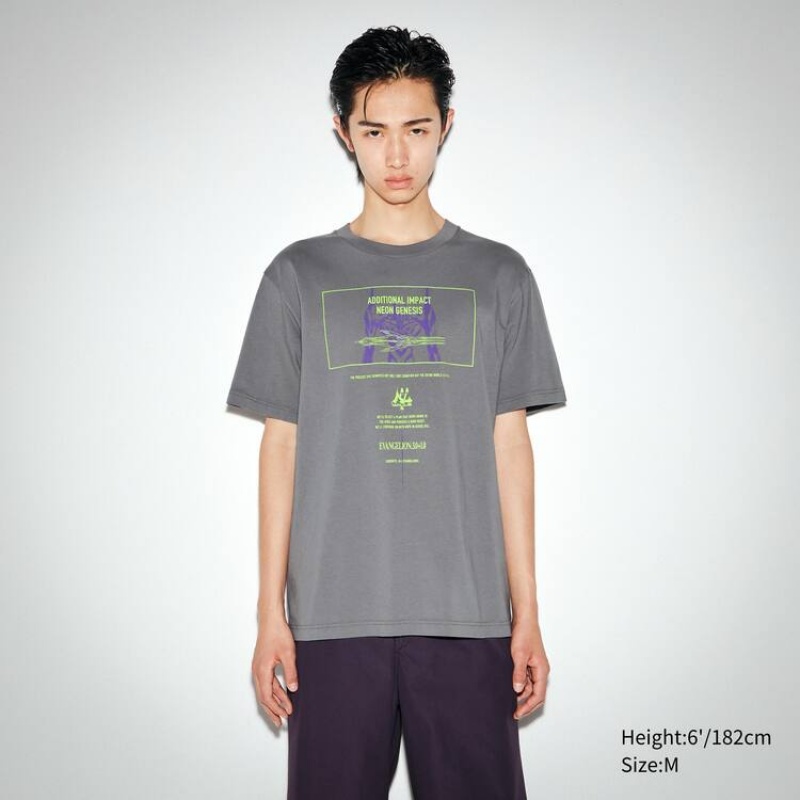 Uniqlo Hideaki Anno Ut Graphic (Eva) Men's T Shirts Grey | KSZEWY064