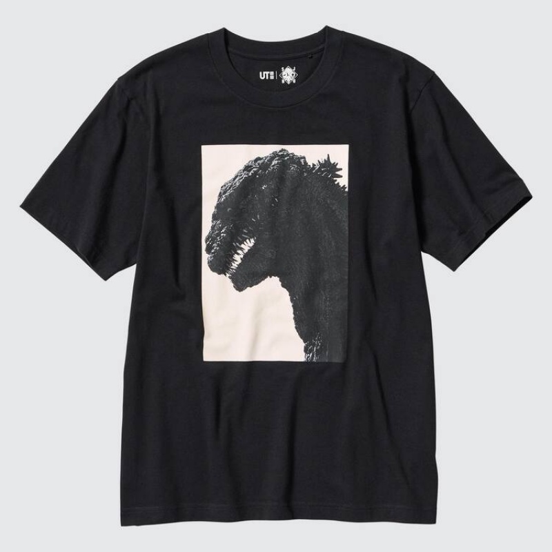 Uniqlo Hideaki Anno Ut Graphic (Godzilla) Men's T Shirts Black | DYTVXJ402