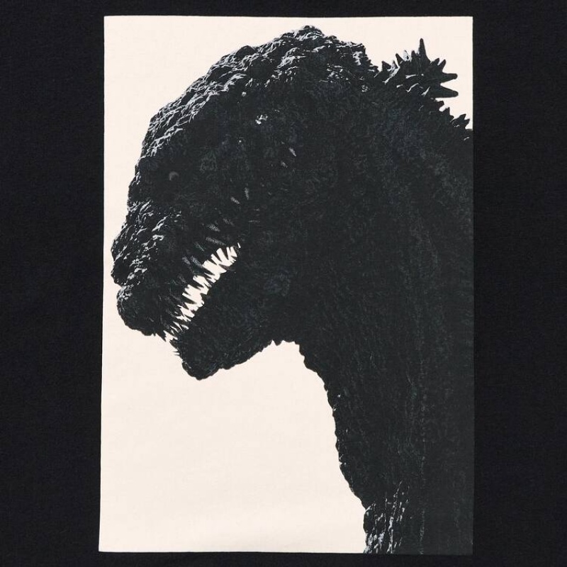 Uniqlo Hideaki Anno Ut Graphic (Godzilla) Men's T Shirts Black | DYTVXJ402