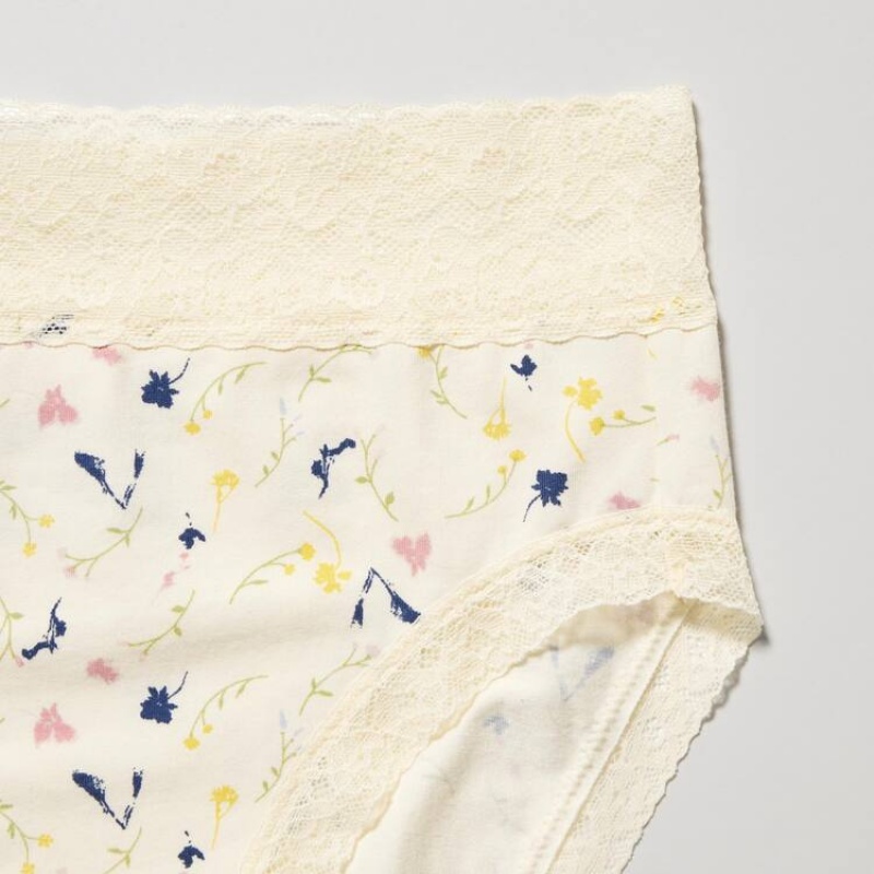 Uniqlo High Rise Flower Print Women's Underwear Beige | XHSVBC964