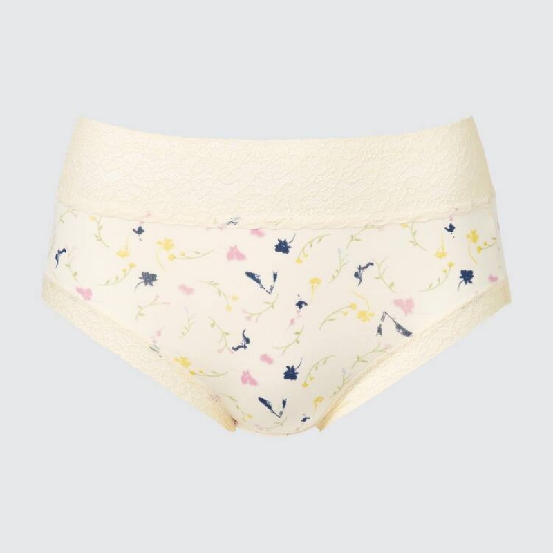 Uniqlo High Rise Flower Print Women\'s Underwear Beige | XHSVBC964