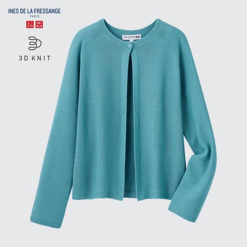 Uniqlo Ines De La Fressange 3d Knit Seamless Women's Cardigan Blue | ORWYHK861