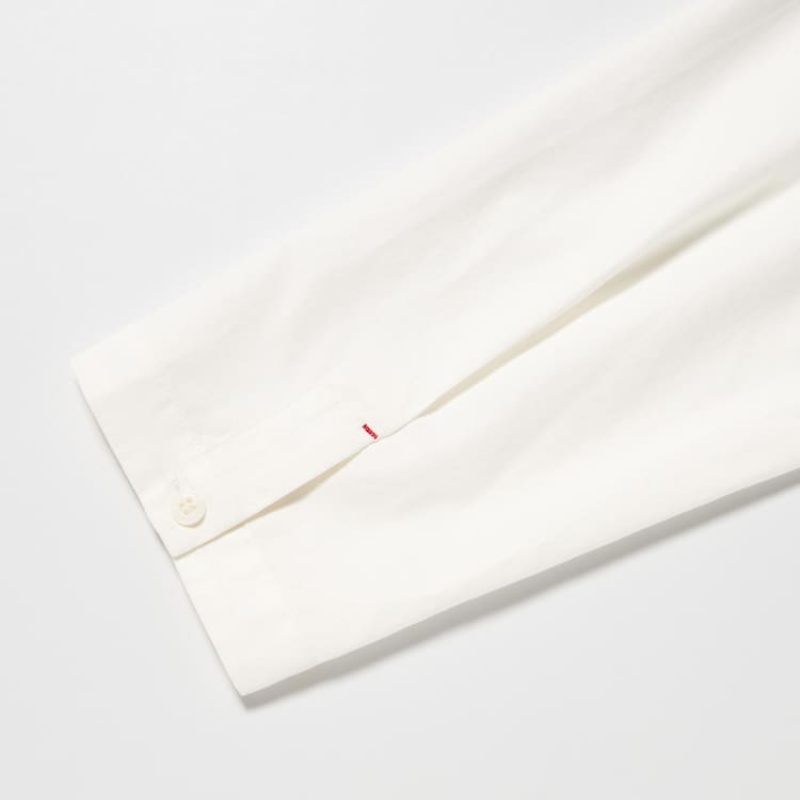 Uniqlo Ines De La Fressange Cotton Twill V Neck 3/4 Sleeved Women's Shirts White | IOQTXP417