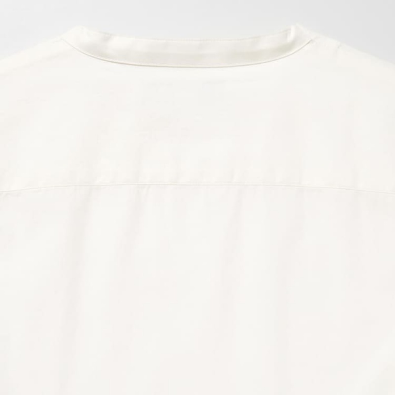 Uniqlo Ines De La Fressange Cotton Twill V Neck 3/4 Sleeved Women's Shirts White | IOQTXP417