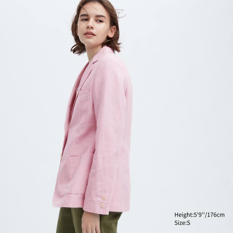 Uniqlo Ines De La Fressange Linen Cotton Blend Women's Jackets Pink | XOLDEY713