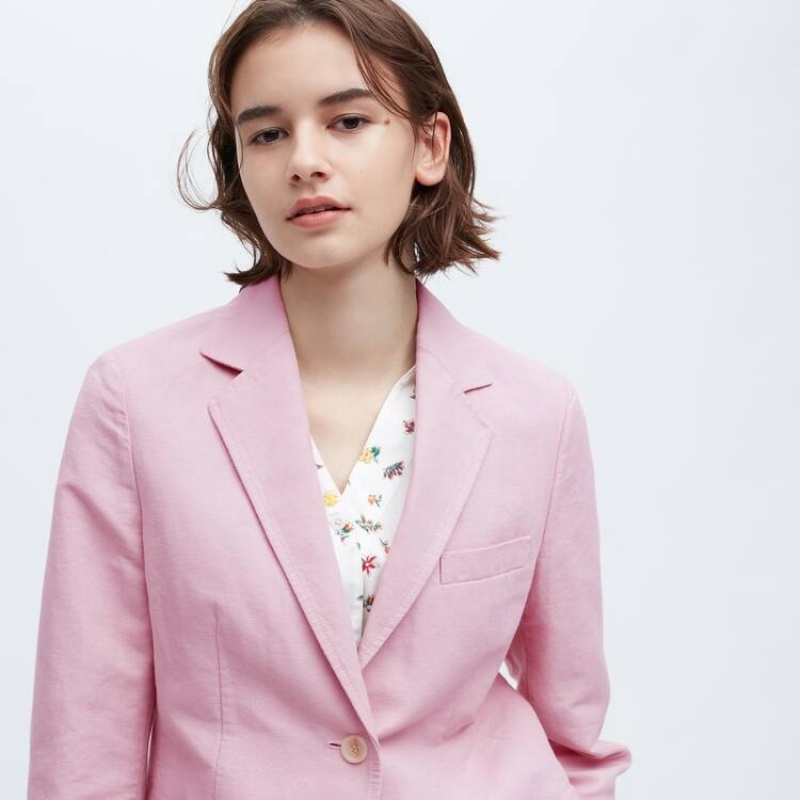 Uniqlo Ines De La Fressange Linen Cotton Blend Women's Jackets Pink | XOLDEY713