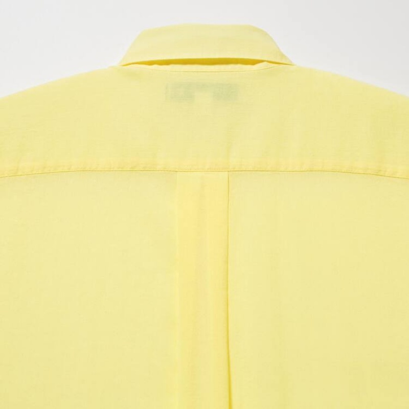 Uniqlo Ines De La Fressange Sheer Cotton Relaxed Fit Long Sleeved Women's Shirts Yellow | OSCNHA580