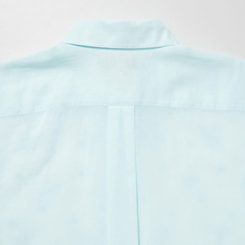 Uniqlo Ines De La Fressange Sheer Embroidered Long Sleeved Women's Shirts Blue | ZTQYCH795