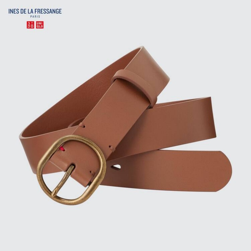 Uniqlo Ines De La Fressange Women\'s Belts Brown | QCMHEI804