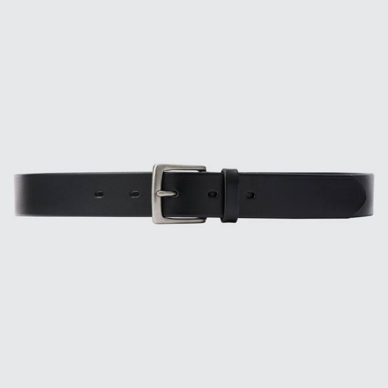 Uniqlo Italian Leather Men\'s Belts Black | GNZUPC125