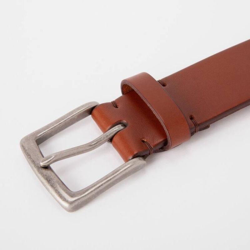 Uniqlo Italian Leather Men's Belts Brown | WCKEQN456