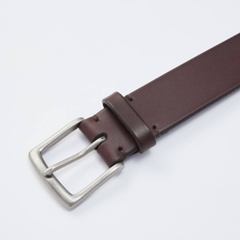 Uniqlo Italian Leather Men's Belts Brown | QFLTKO729