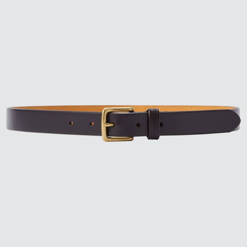 Uniqlo Italian Saddle Leather Men\'s Belts Dark Brown | VATCJS378