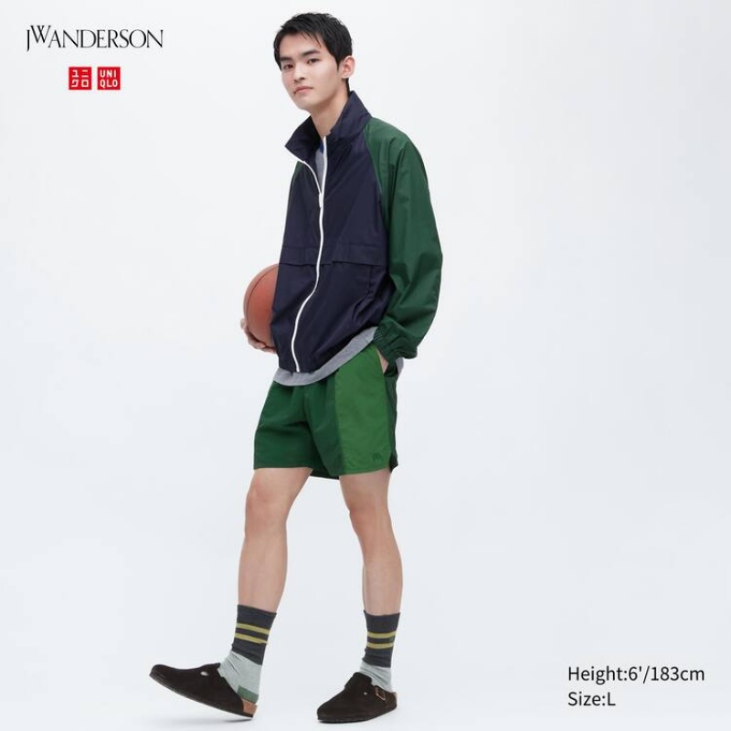 Uniqlo Jw Anderson Colour Block Active Utility Men\'s Shorts Green | KNBLSJ926