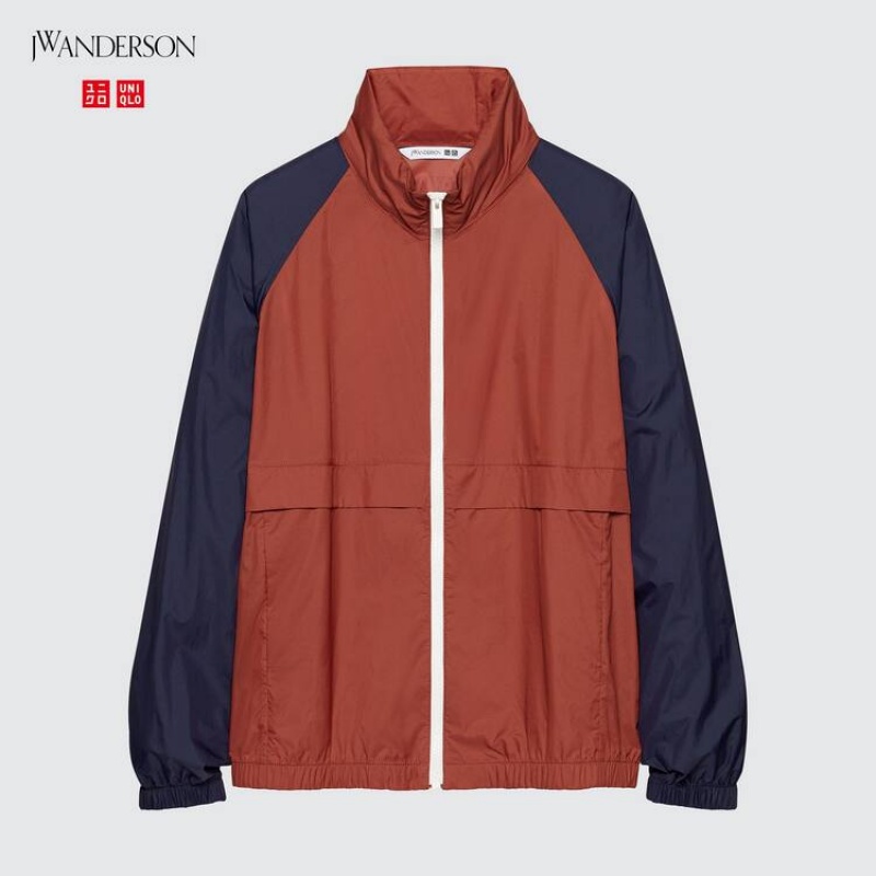 Uniqlo Jw Anderson Colour Block Uv Protection Men's Parka Red | KYVMIE908