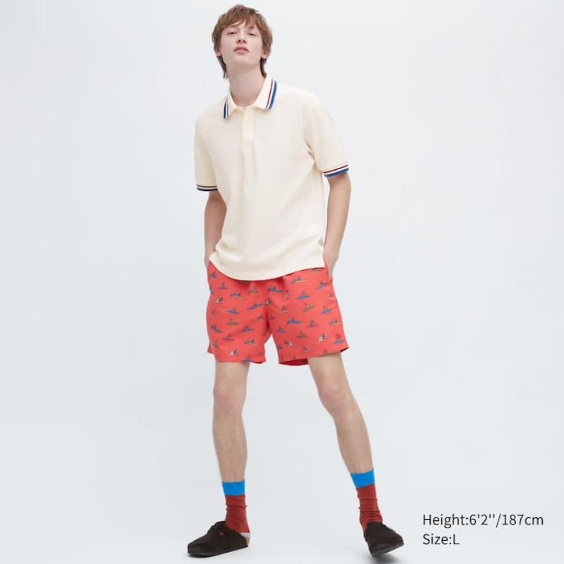 Uniqlo Jw Anderson Rowing Print Active Utility Men's Shorts Red | EIVTRM164