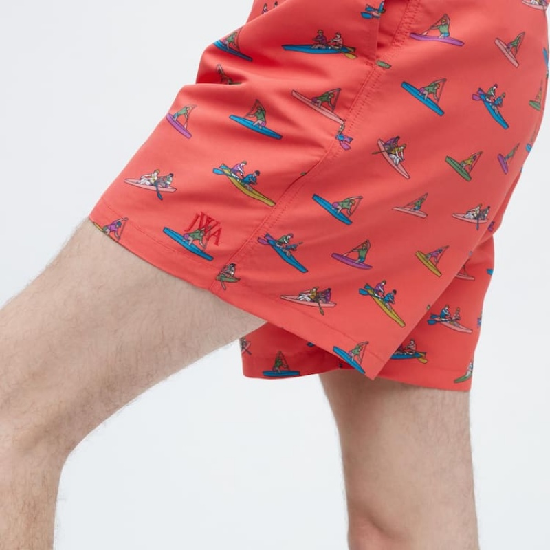 Uniqlo Jw Anderson Rowing Print Active Utility Men's Shorts Red | EIVTRM164