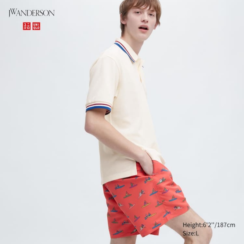 Uniqlo Jw Anderson Rowing Print Active Utility Men\'s Shorts Red | EIVTRM164