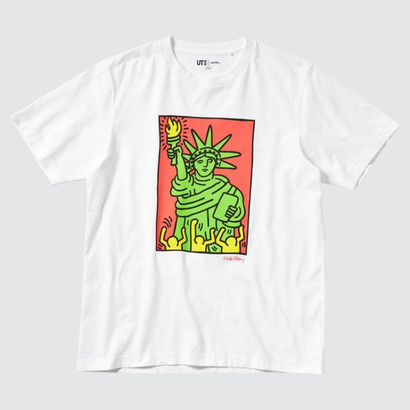 Uniqlo Keith Haring Ut Graphic Men\'s T Shirts White | HYRVCA614