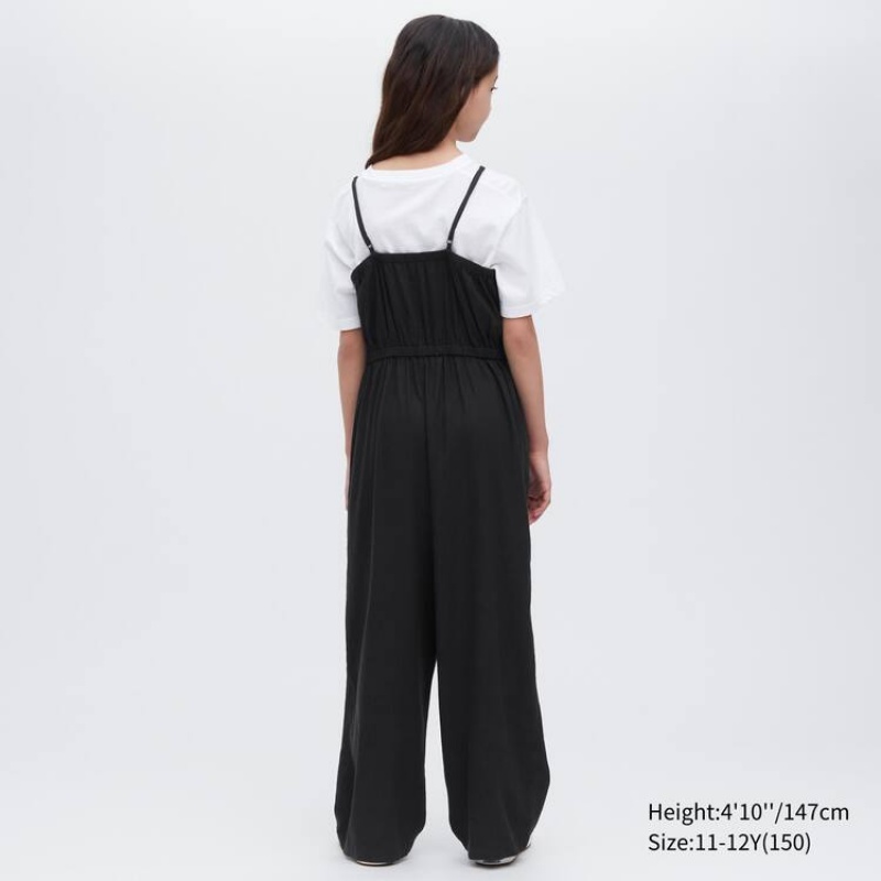 Uniqlo Linen Blend Kids' Jumpsuit Black | QDLYAG529