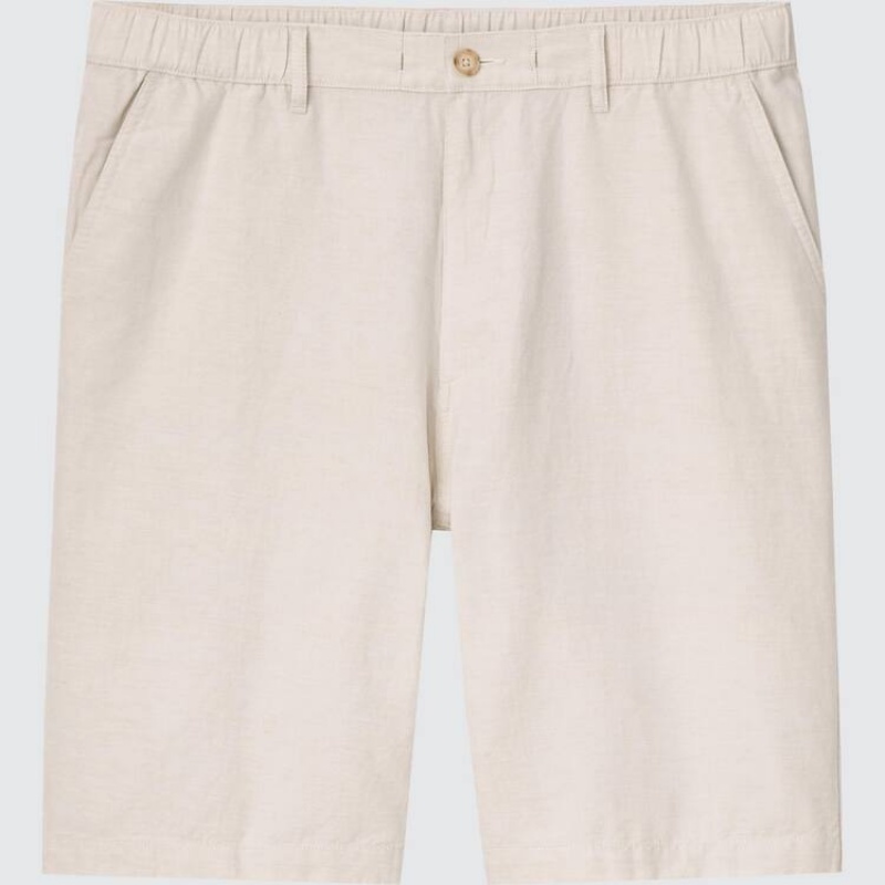 Uniqlo Linen Blend Men\'s Shorts Beige | OJCPTD463