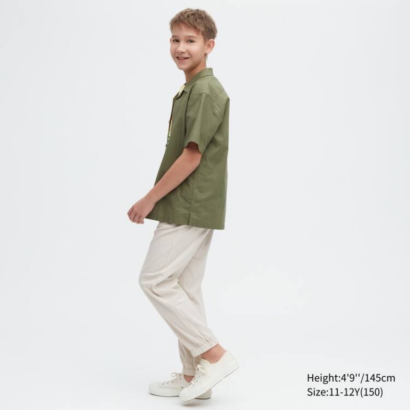 Uniqlo Linen Blend Relaxed Fit Kids' Jogger Beige | HBVRYN670