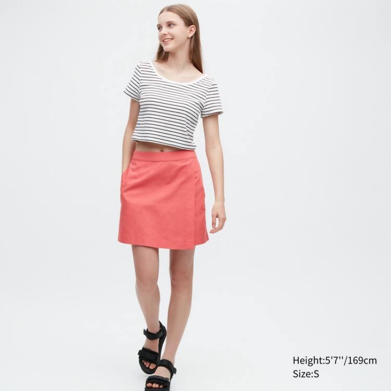 Uniqlo Linen Blend Skort Women's Skirts Pink | NRCYPH425