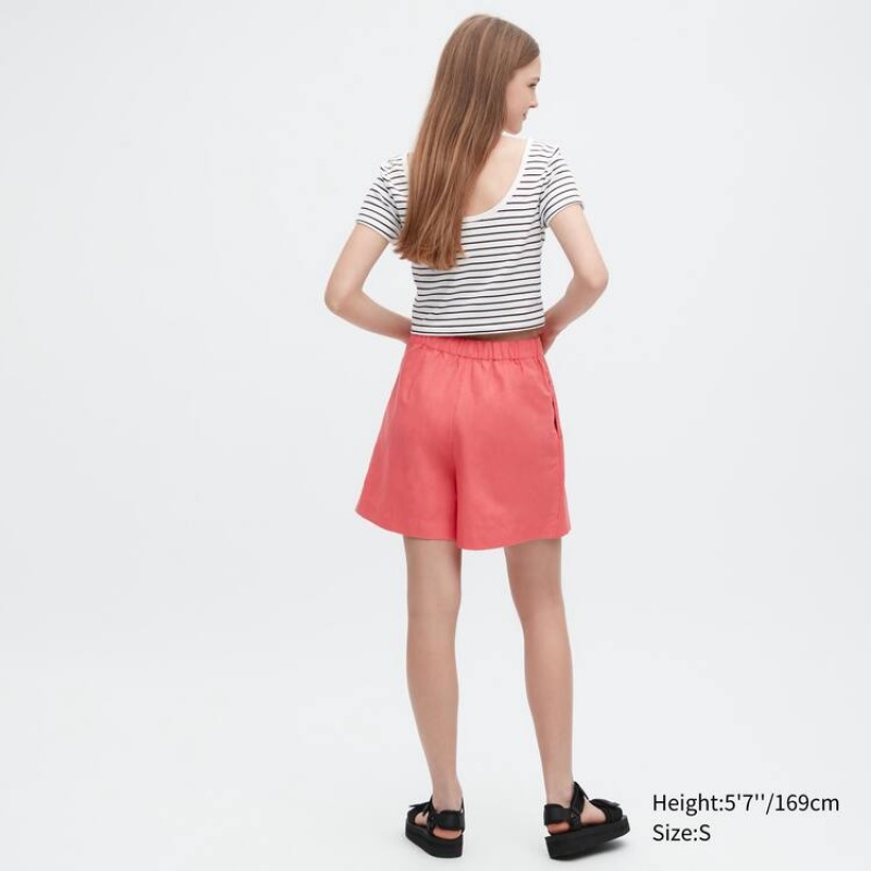 Uniqlo Linen Blend Skort Women's Skirts Pink | NRCYPH425