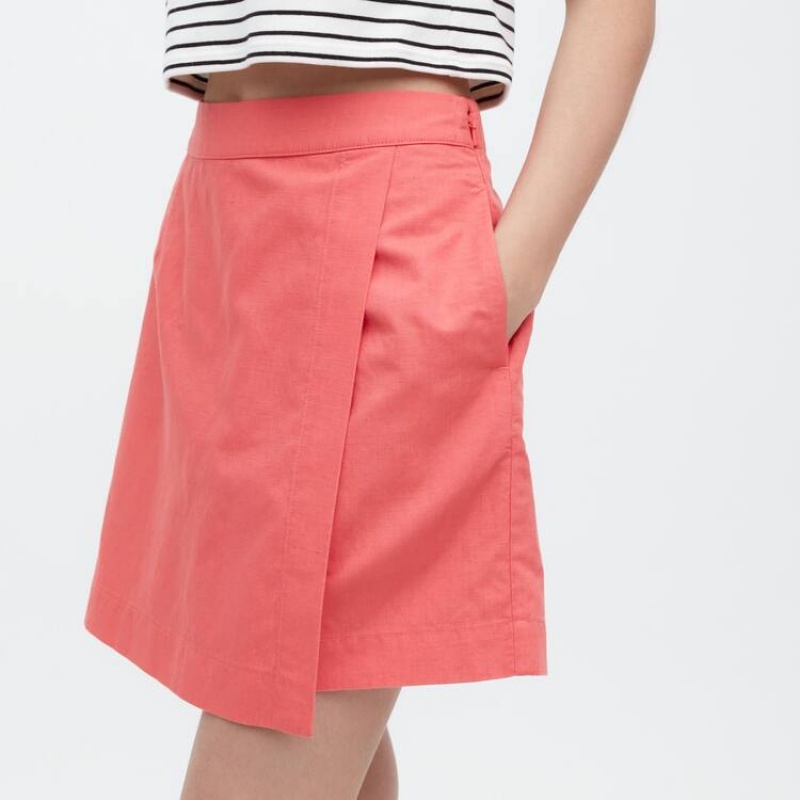 Uniqlo Linen Blend Skort Women's Skirts Pink | NRCYPH425