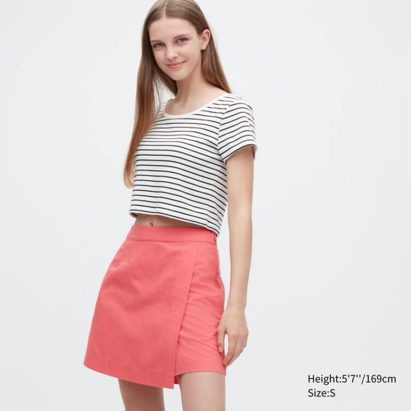 Uniqlo Linen Blend Skort Women\'s Skirts Pink | NRCYPH425