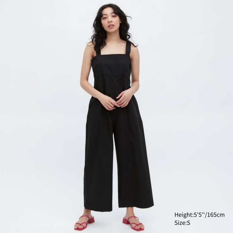 Uniqlo Linen Blend Women\'s Jumpsuit Black | NOJVZM126