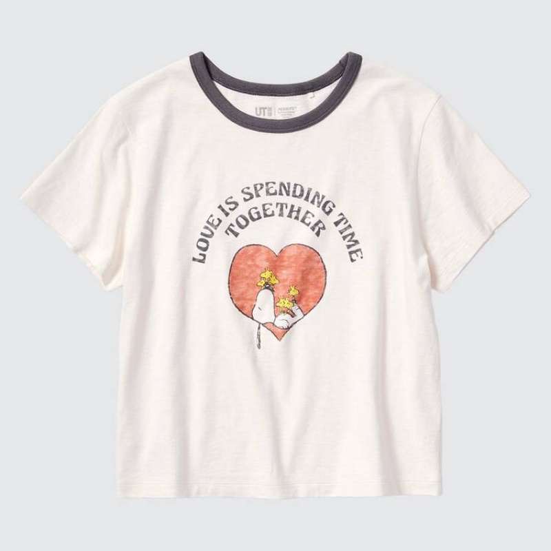 Uniqlo Love Sunshine & Peanuts Ut Graphic Women's T Shirts White | LQSONG457