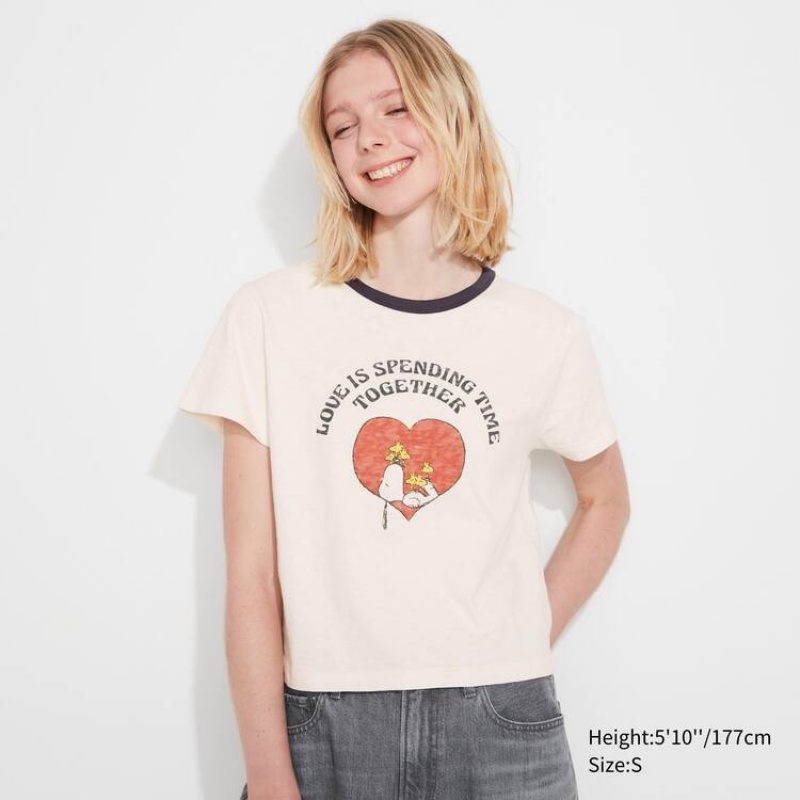 Uniqlo Love Sunshine & Peanuts Ut Graphic Women\'s T Shirts White | LQSONG457