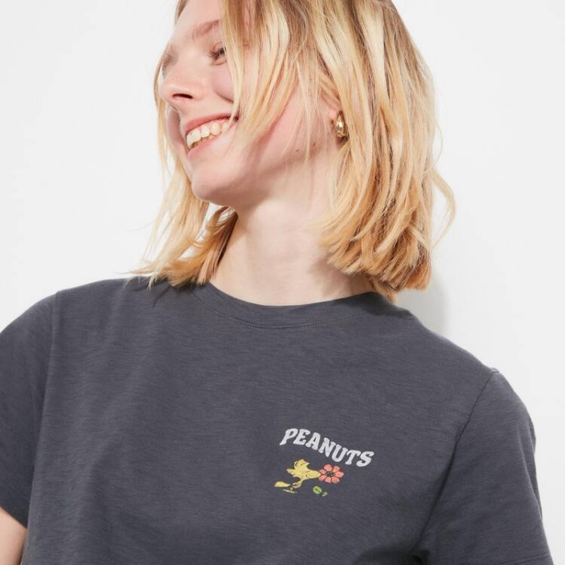 Uniqlo Love Sunshine & Peanuts Ut Graphic Women's T Shirts Dark Grey | JMBYEL217