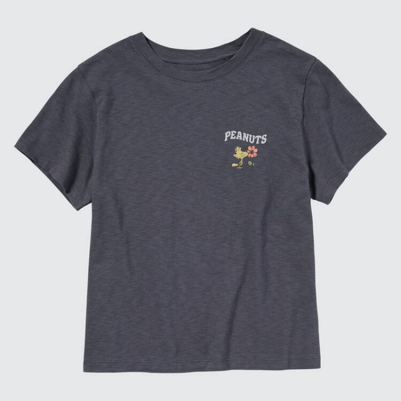 Uniqlo Love Sunshine & Peanuts Ut Graphic Women's T Shirts Dark Grey | JMBYEL217